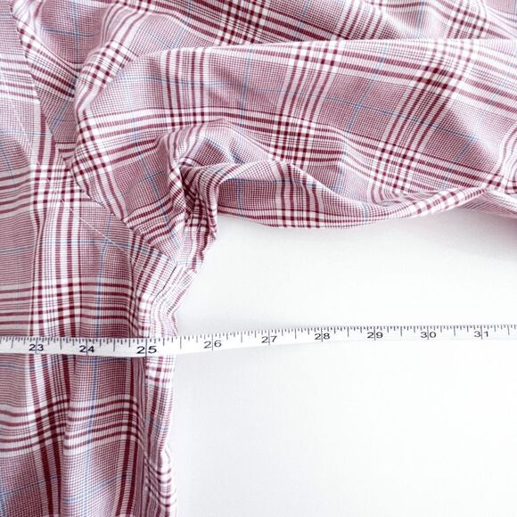 IZOD Mens No Iron Shirt Long Sleeve Button Down Red Plaid XL - Picture 8 of 8